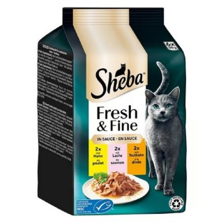 Sheba Fresh+Fine 6 x 50g kapsička kuřecí, krůta a losos cat